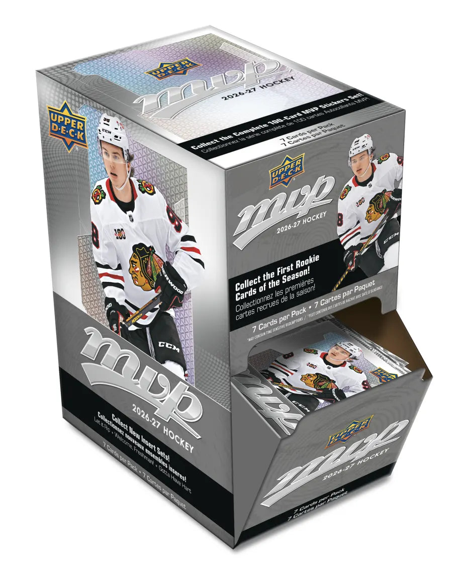 2026-27 Upper Deck MVP Hockey Gravity Box with 36 packs of NHL trading cards