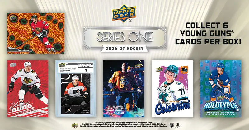 2026-27 Upper Deck Series One Hockey trading card collection featuring Young Guns rookies and special inserts