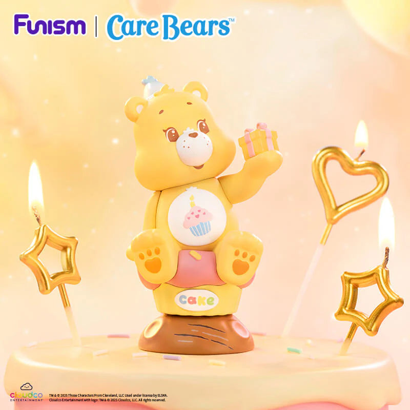 Birthday Bear from the Care Bears Planet of Joy Series celebrating with a cupcake and birthday gift
