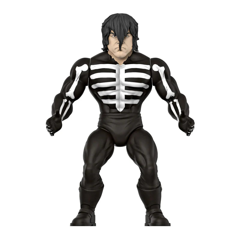 Front view of Misfits Danzig Skeleton vintage figure with skeletal design in black and white.