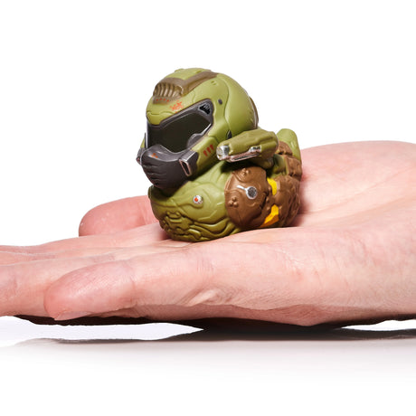 Doom Slayer Mini TUBBZ figure held in hand for scale