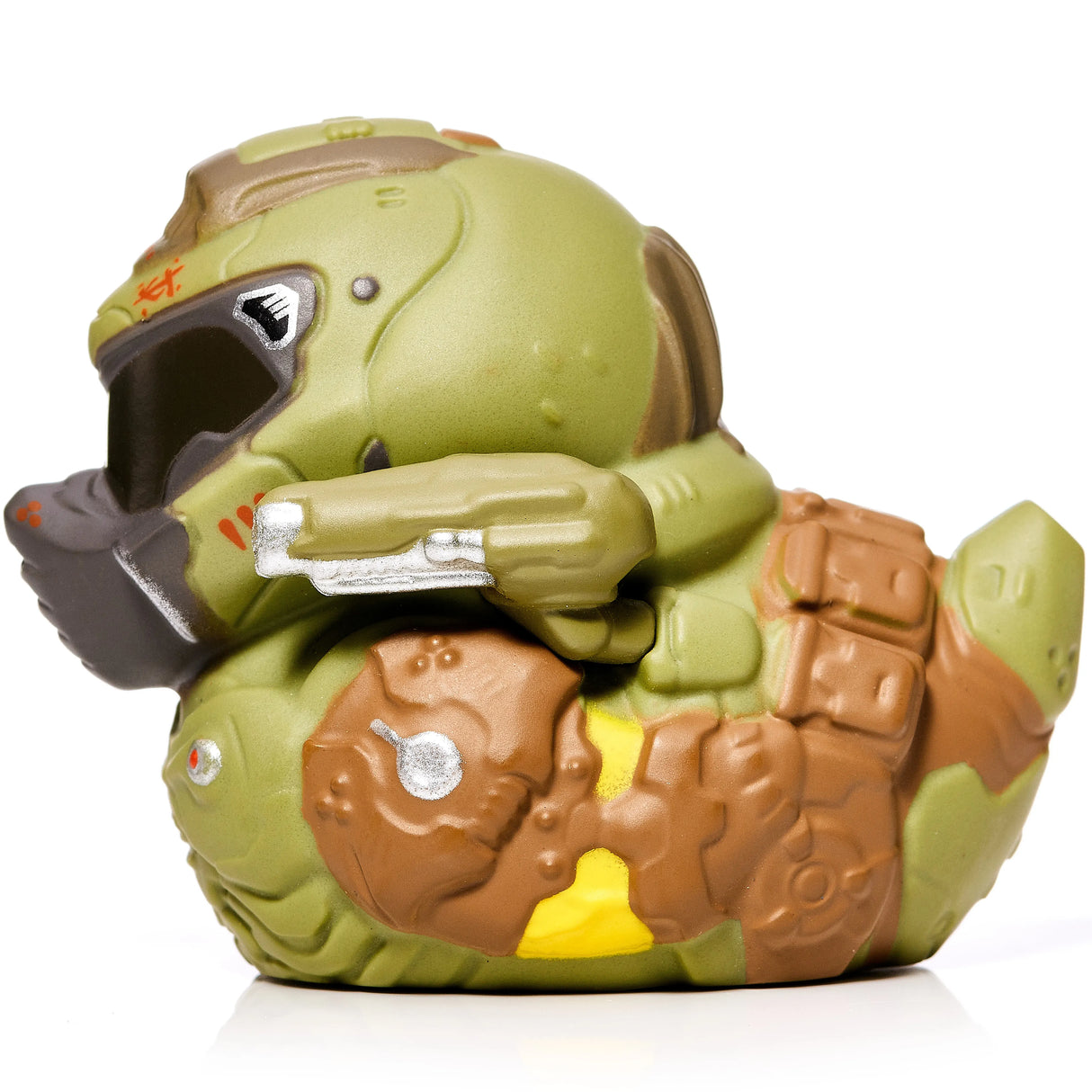 Side view of DOOM Slayer Mini TUBBZ figure with arm cannon and battle suit