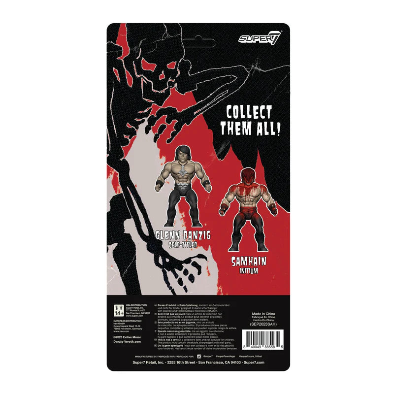 Rear packaging artwork showing Glenn Danzig and Samhain figures from Super7
