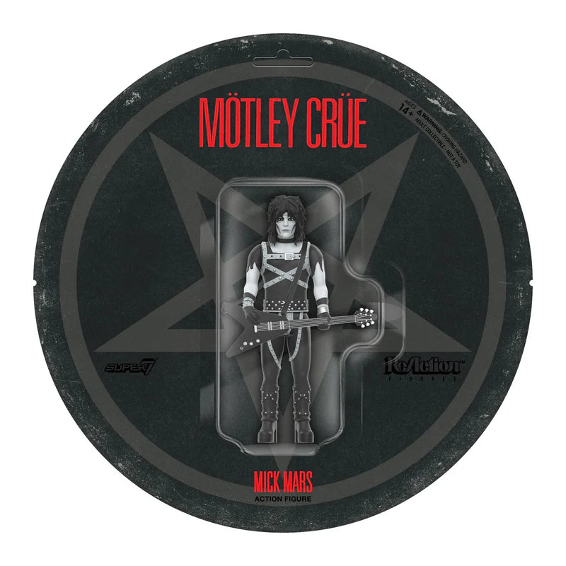 Mötley Crüe Mick Mars ReAction figure on circular retro album cardback packaging
