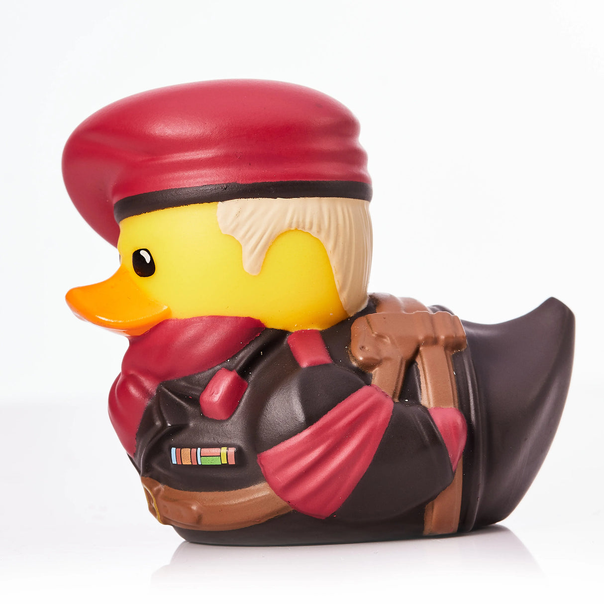 Left profile of Revolver Ocelot duck with sculpted details