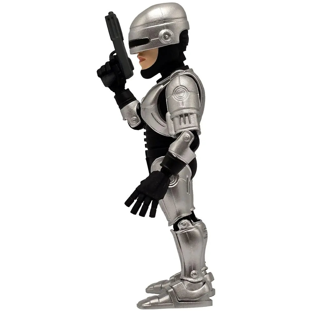 Side view of RoboCop Minix figure in metallic armor