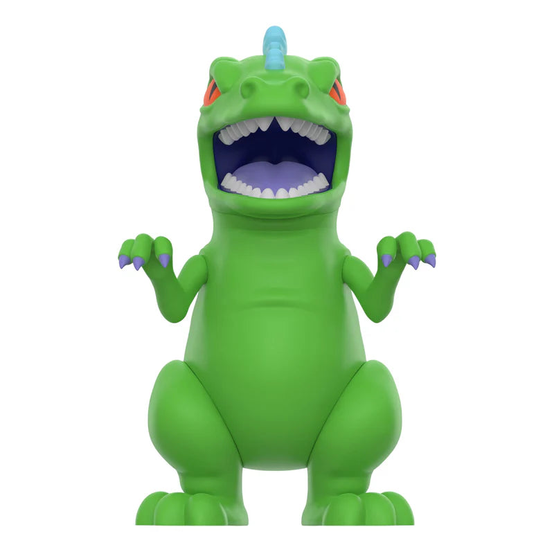 Front view of classic green Reptar ReAction figure from Super7’s Rugrats blind box series.