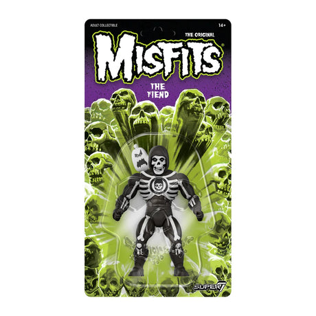 The Fiend Misfits figure in full retail blister packaging with neon skull background.