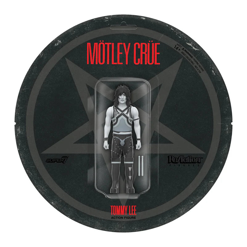 Packaged Tommy Lee action figure on circular Shout At The Devil-style cardback