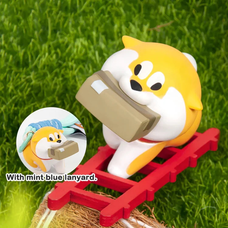 Puppy Crossing blind box Shiba keychain carrying a package with mint lanyard