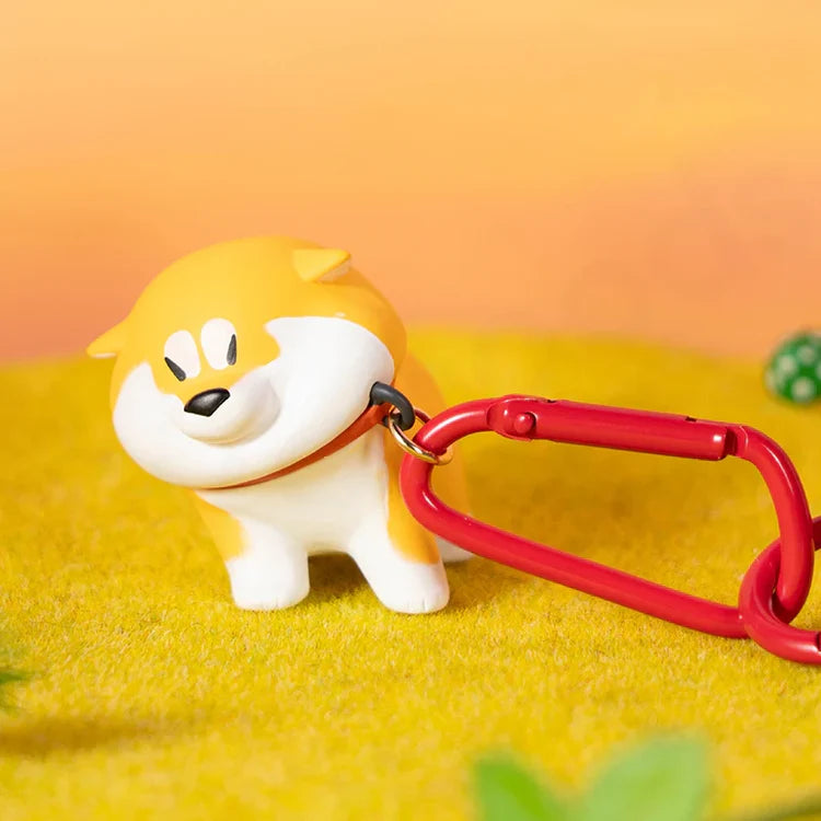 Puppy Crossing series blind box Shiba with red carabiner keychain