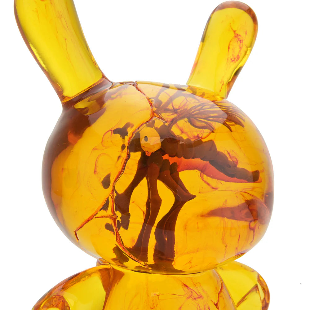 Close-up detail of insect inside Amber Dunny translucent resin art figure
