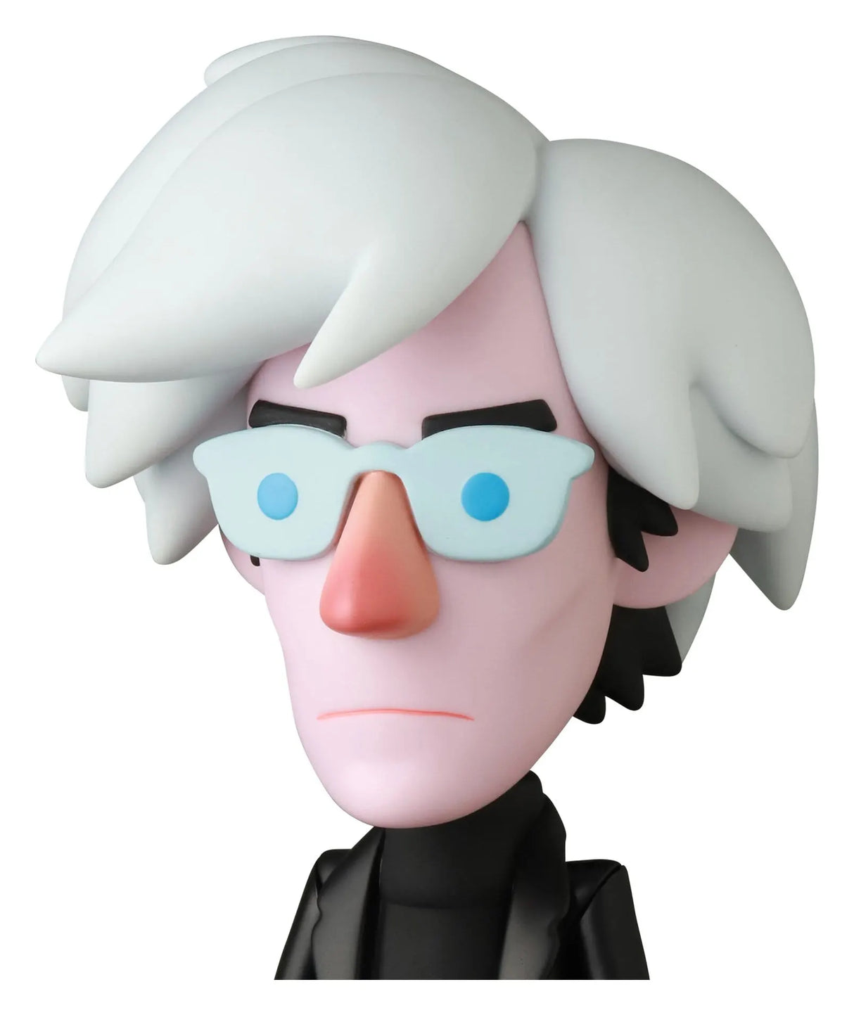 Close-up of Andy Warhol Vinyl Collectible Doll designed by Eric So