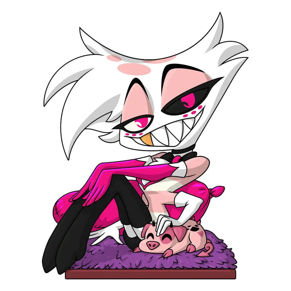 Angel Dust Youtooz figure artwork illustration from Hazbin Hotel with pink gloves and sharp grin.