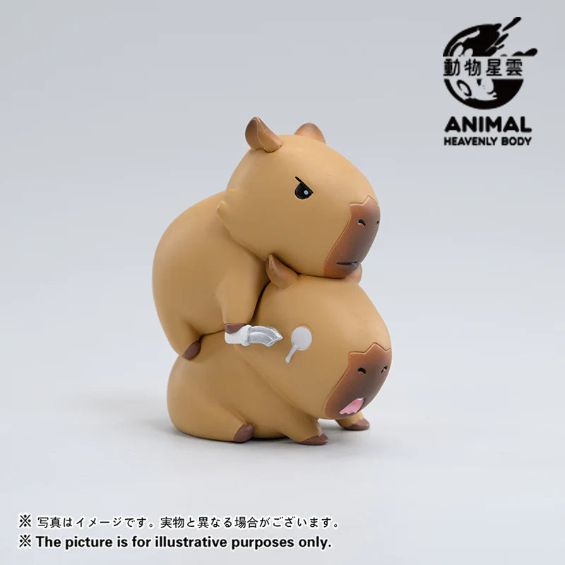 Two capybaras stacked playfully as a vinyl figure from Animal Heavenly Body Capybara Series 2 blind box.