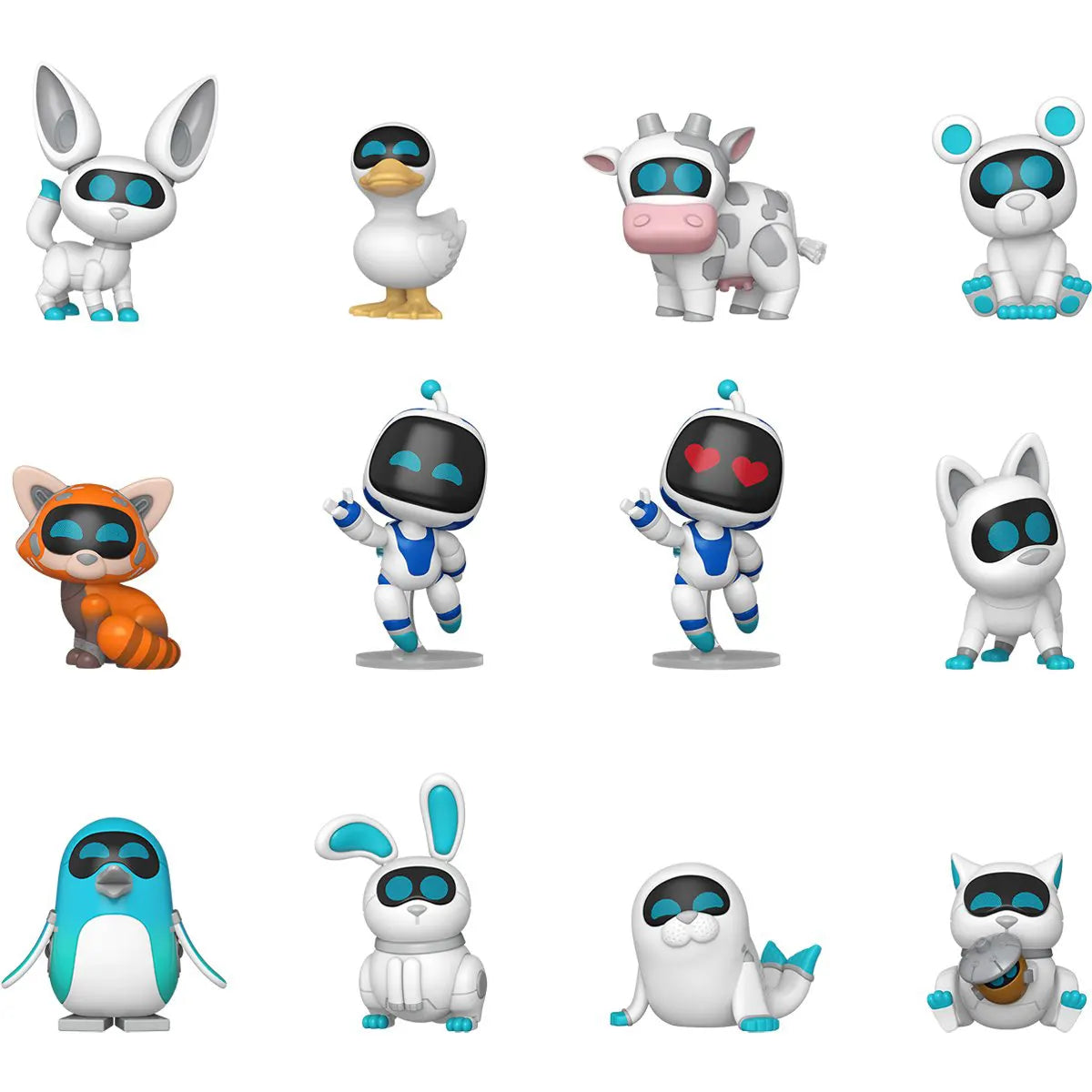 Funko Astro Bot Mystery Minis collection featuring 12 collectible vinyl figures including Astro Bot and animal bots