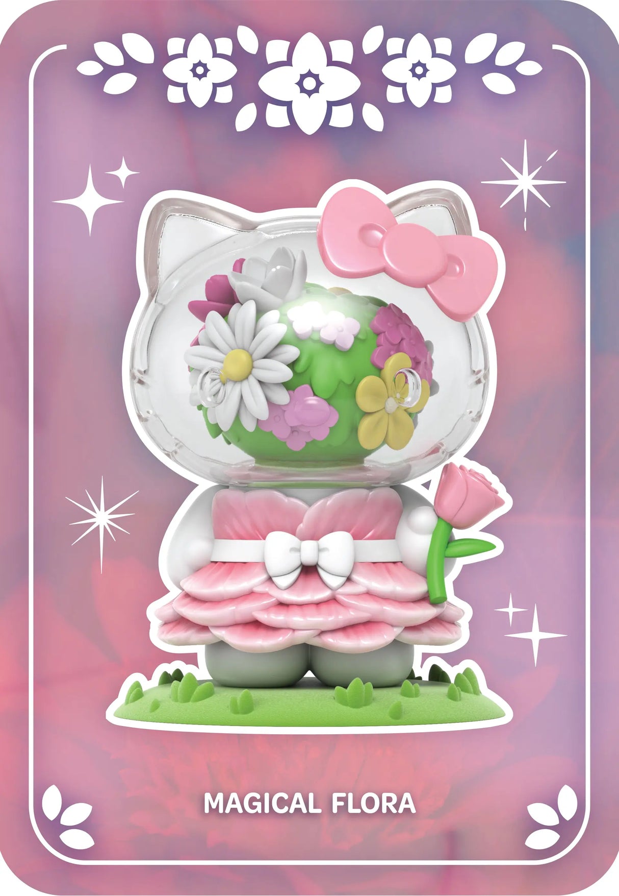 Hello Kitty Magical Flora figure with pink floral dress.