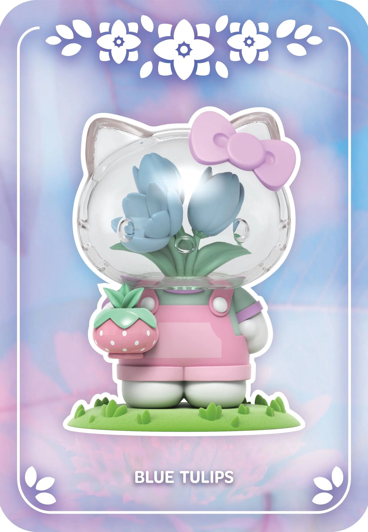 Hello Kitty Blue Tulips figure holding strawberry basket.