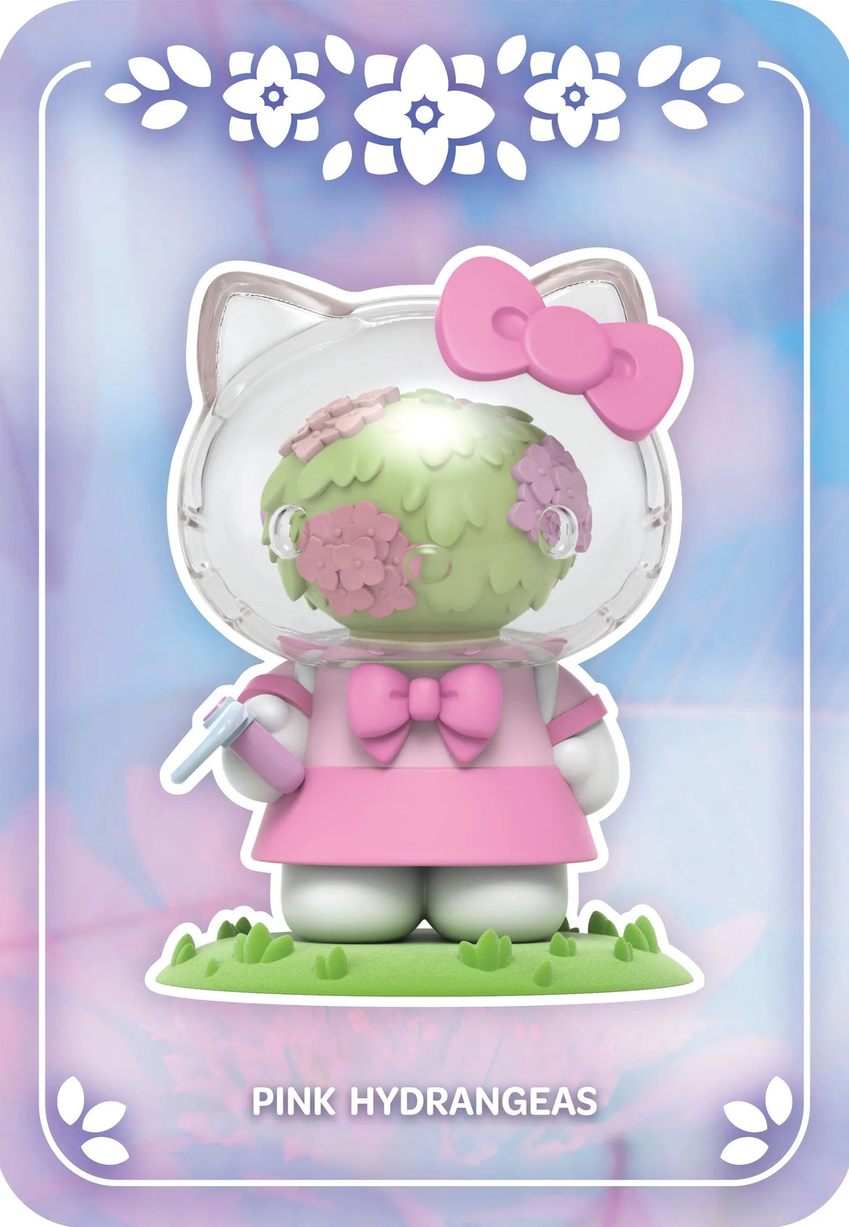 Hello Kitty Pink Hydrangeas floral figure with watering can.