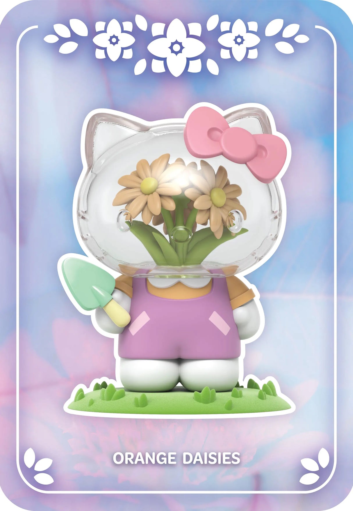 Hello Kitty Orange Daisies figure with pastel gardening outfit.