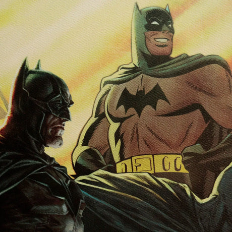 Detailed close-up of the Batman 85th Anniversary Art Print with textured paper finish