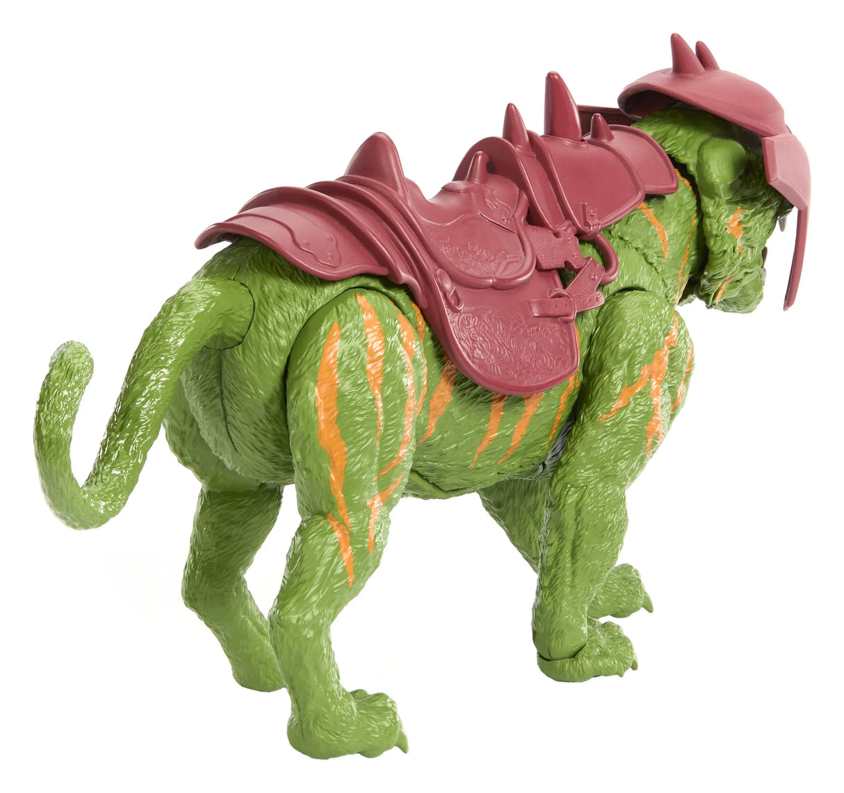 Rear angle view of Battle Cat Masters of the Universe movie figure showing saddle details