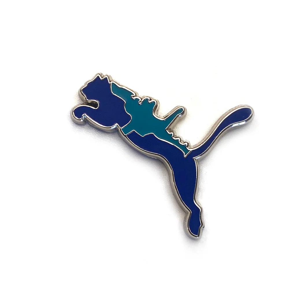 Battle Cat enamel pin in purple and teal by Yesterdays