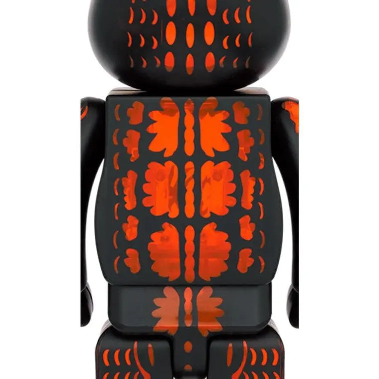 Back design of Bearbrick Melting Godzilla showing detailed dorsal plates and lava-like print