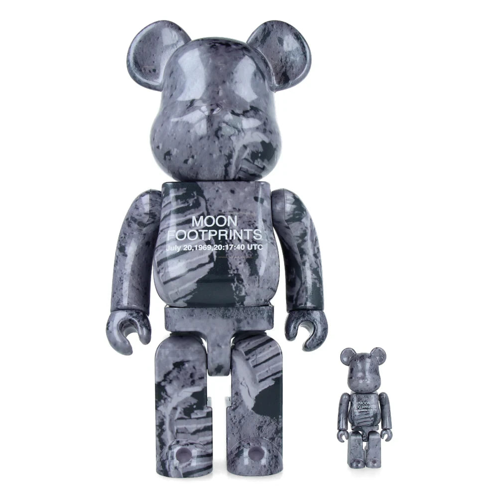 Bearbrick 400% and 100% Moon Footprints set with NASA Apollo 11 design