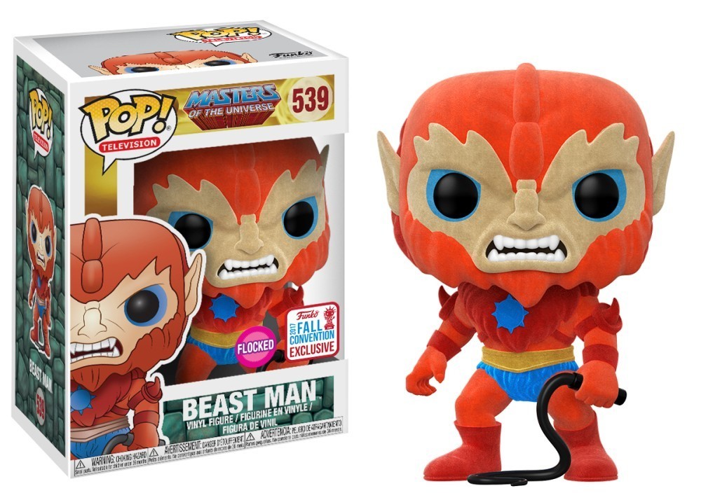 Beast Man flocked Funko Pop Vinyl figure 539 Masters of the Universe Fall Convention Exclusive in box