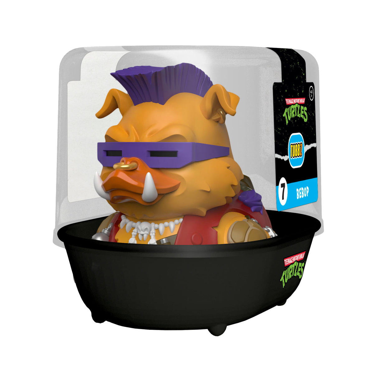 Left side angle of Bebop TUBBZ duck showing chain details and punk armor.