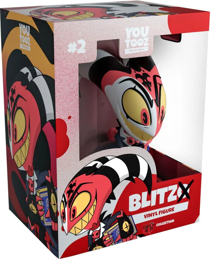 Blitzo Youtooz vinyl figure inside display packaging with red and black design.