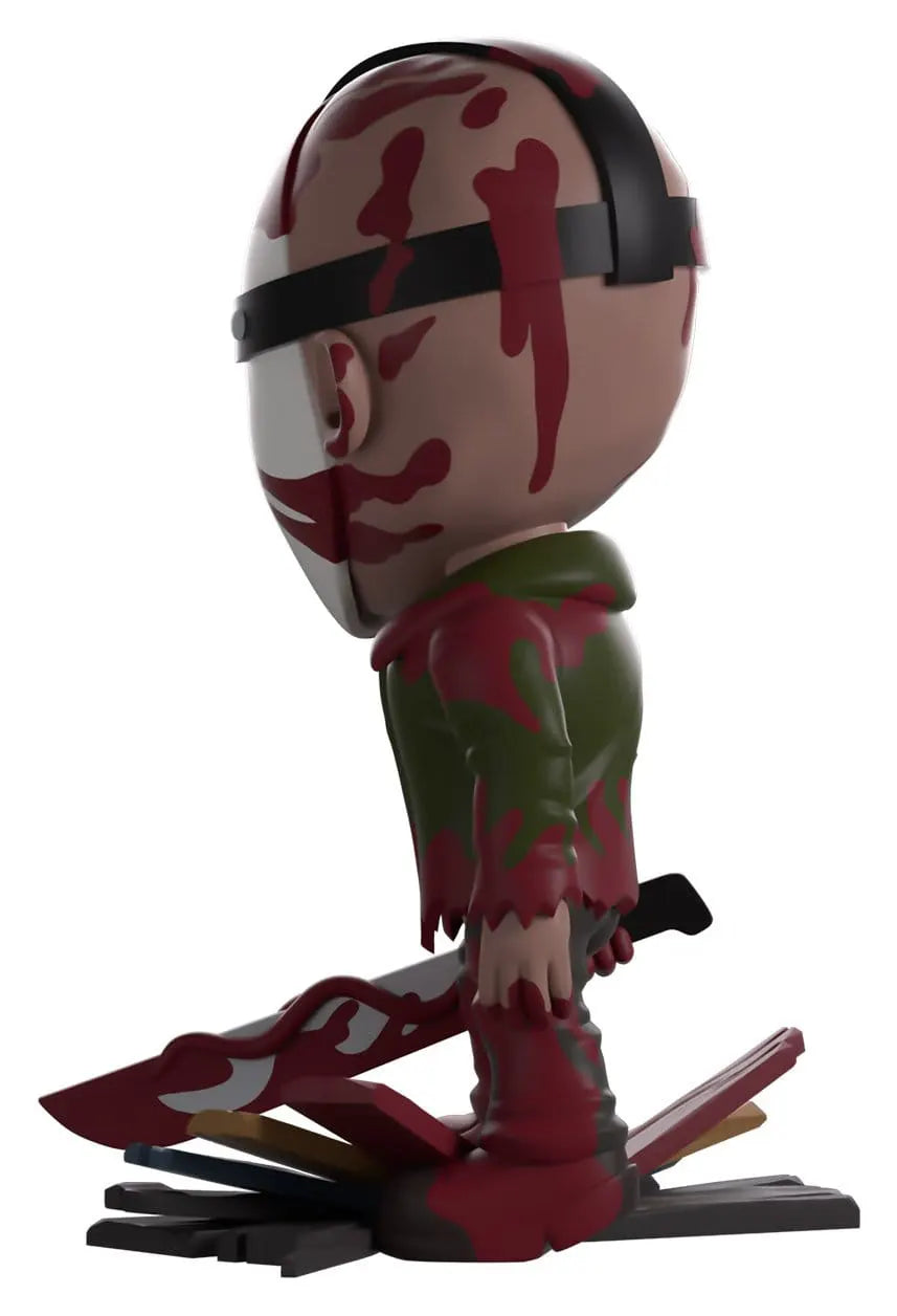 Left side view of Bloody Jason Dead by Daylight Youtooz Vinyl Figure on shattered pallet display base.