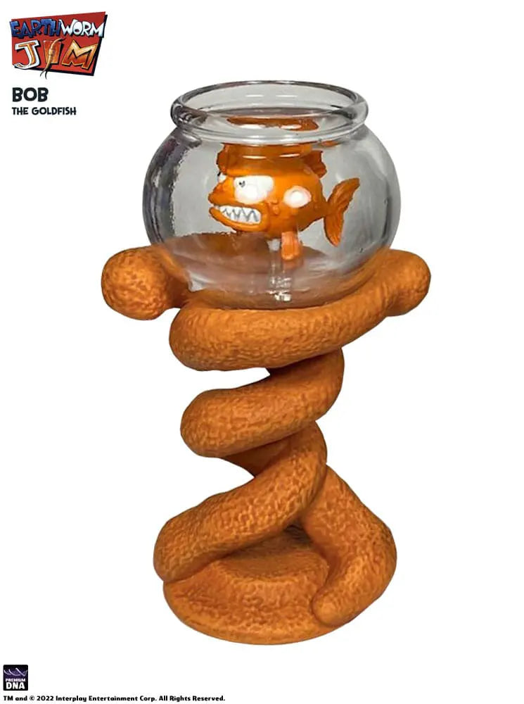 Bob the Goldfish in clear fishbowl atop twisted orange base
