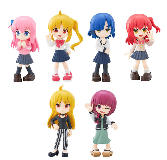 Full set of 6 Bocchi the Rock! PalVerse vinyl figures lined up on white background