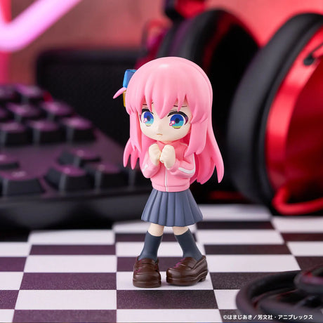 Bocchi the Rock! Hitori Gotoh figure with pink hair and anxious expression