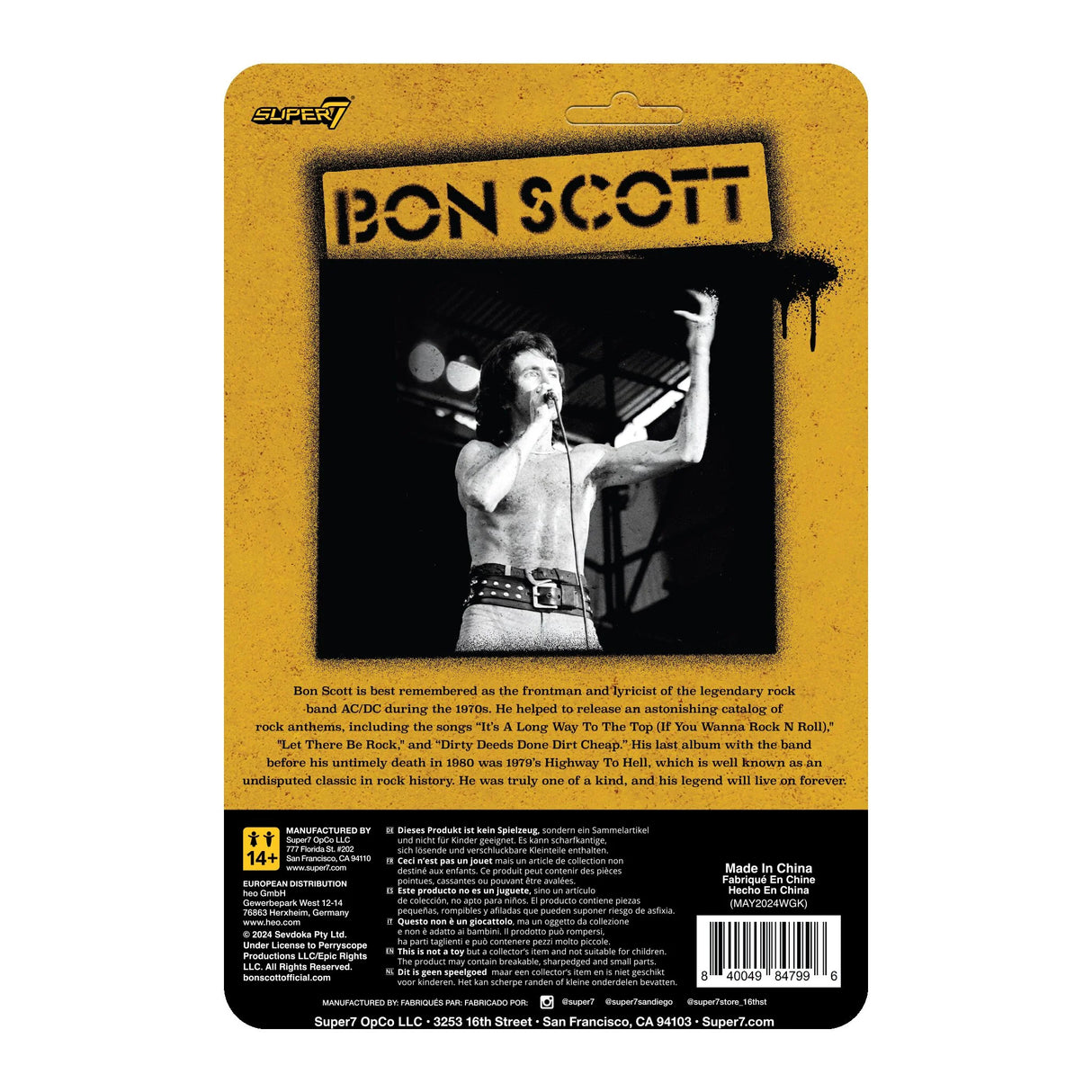 Bon Scott (Leopard Print) - ReAction Figure Cardback