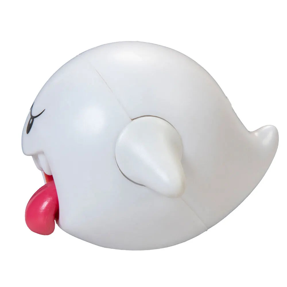 Side view of Boo figure with playful tongue and wing detail