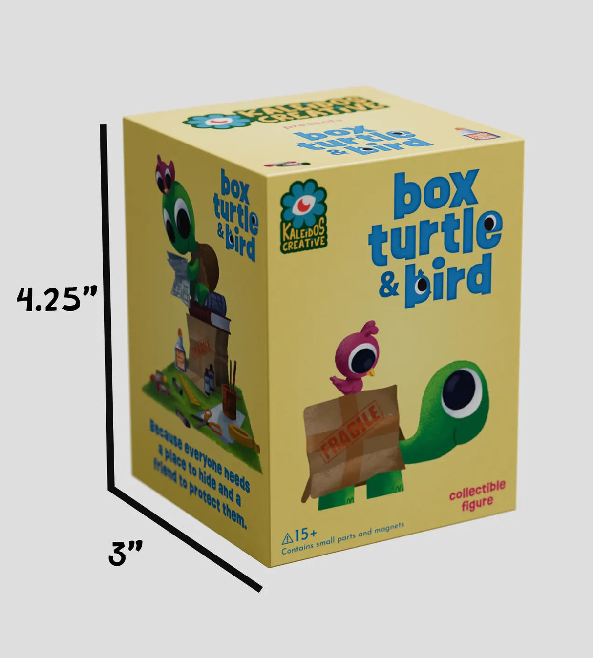 box turtle and bird blind box packaging size and design