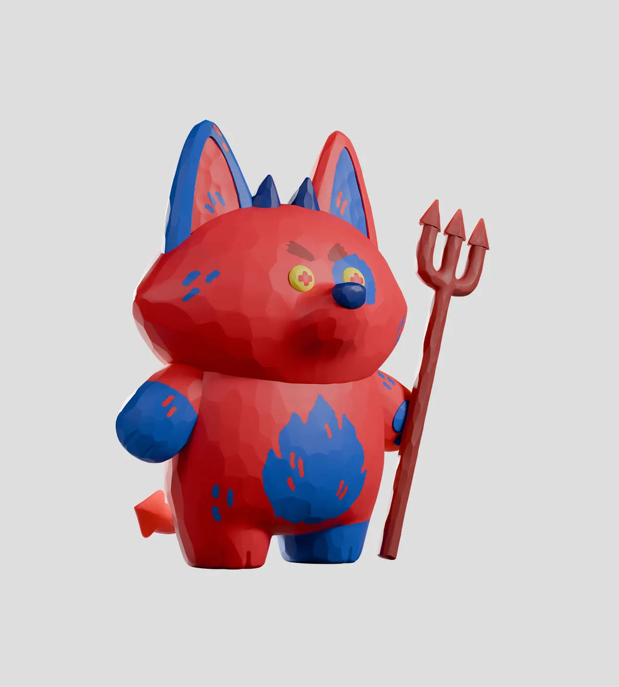 Bubba Bad vinyl figure angled left showing facial expression and pitchfork detail