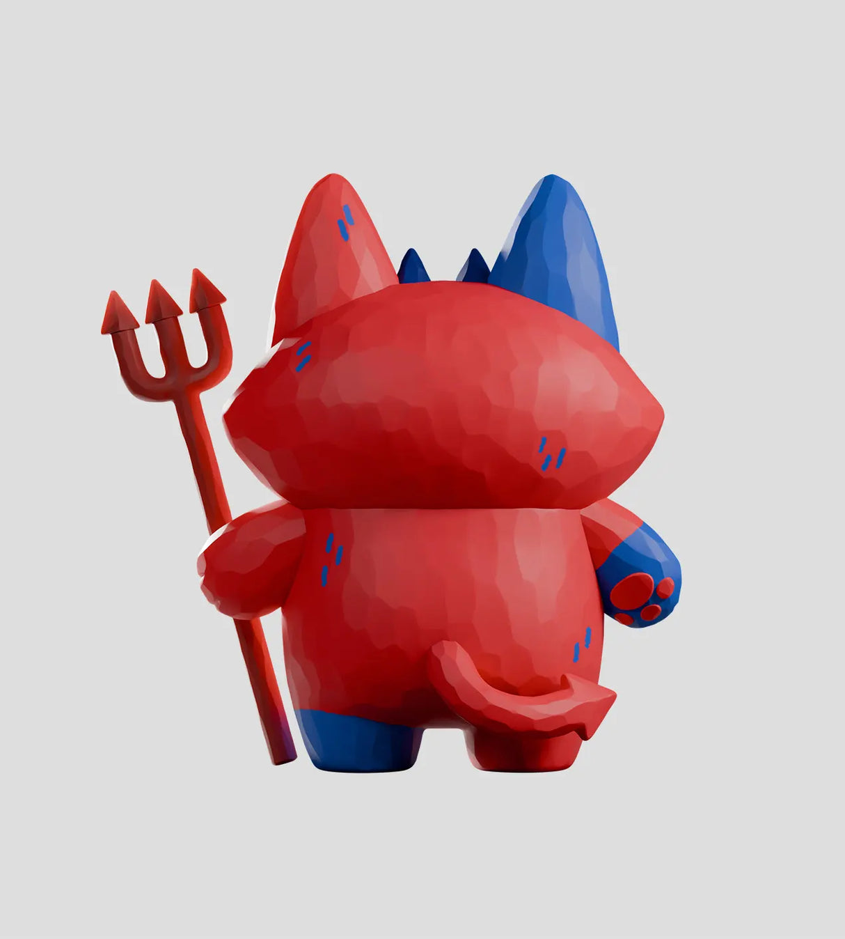 Back view of Bubba Bad Hellhounds vinyl figure with red and blue color details