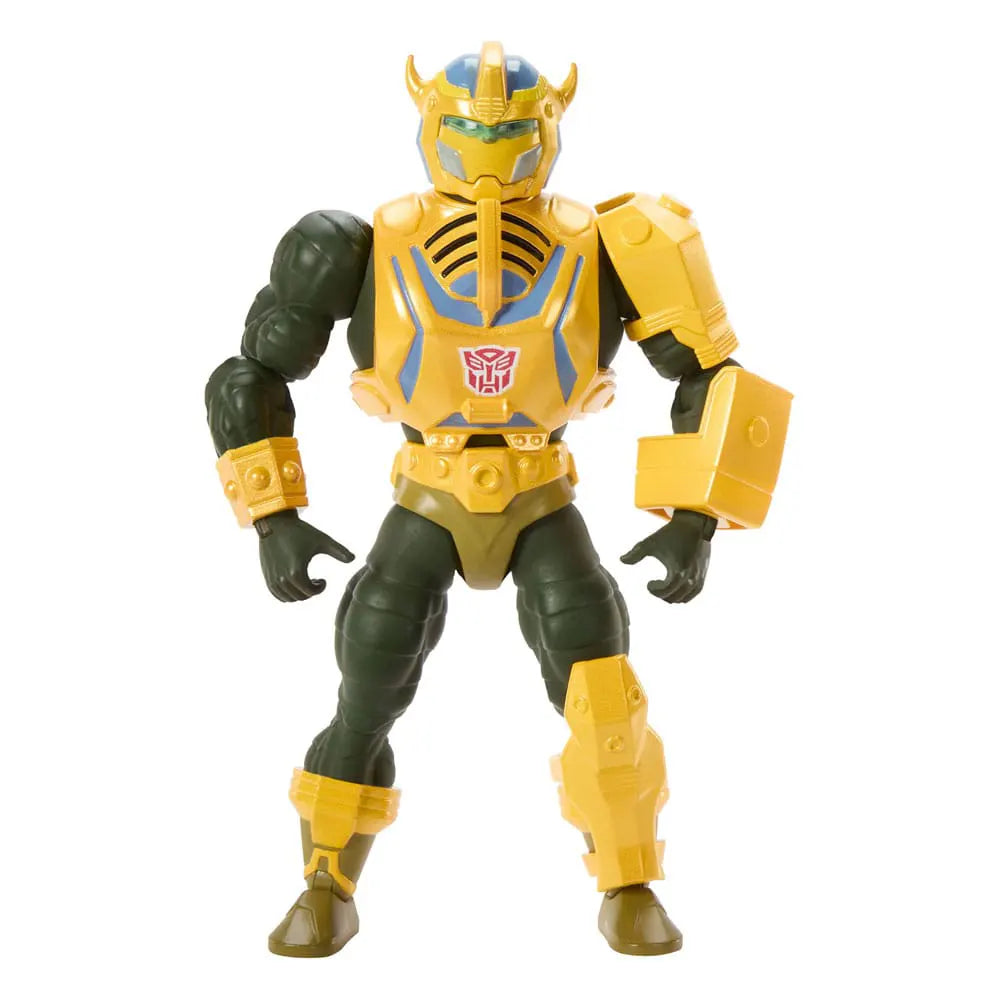 Bumblebee Armor Man-At-Arms action figure standing with full armor, featuring Bumblebee-inspired design