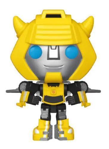 Front and side view of Bumblebee Funko Pop! Vinyl figure from Transformers collection.