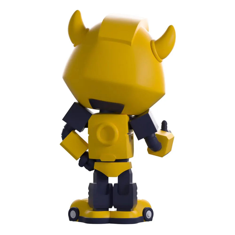 Back view of Bumblebee figure showing helmet and feet wheels