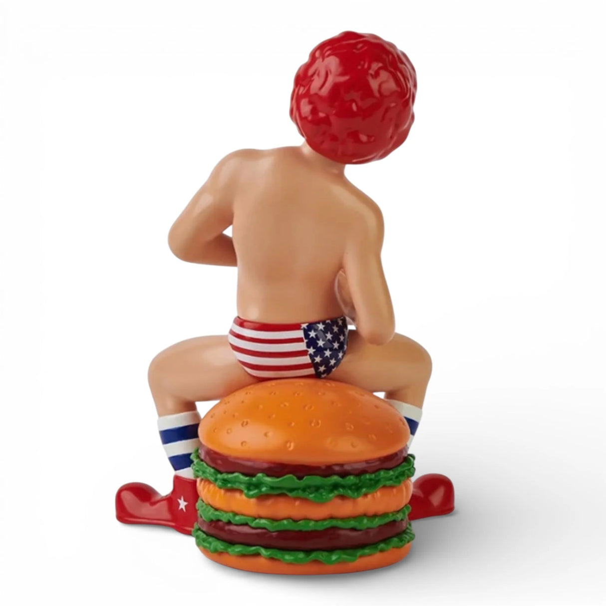 Burger Buddy Vintage Edition resin figure rear view showing burger seat and limited art toy details