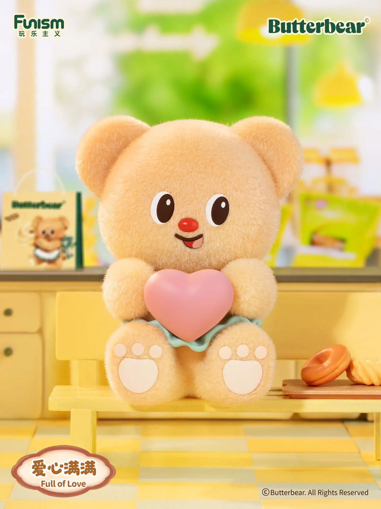 Full of Love Butterbear hugging a pink heart