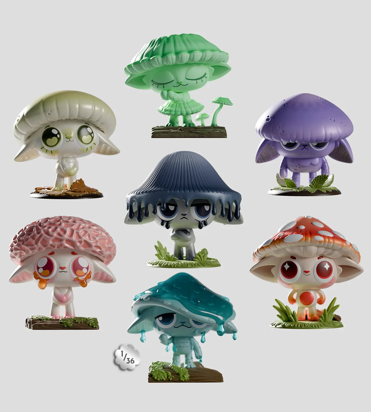 Capkins Series 1 full collection mushroom figures