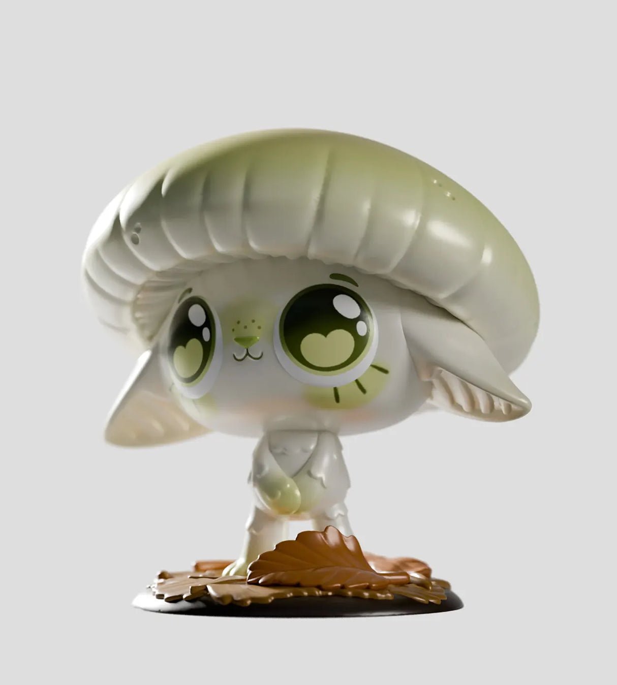 capkins white mushroom character green eyes figure collectible