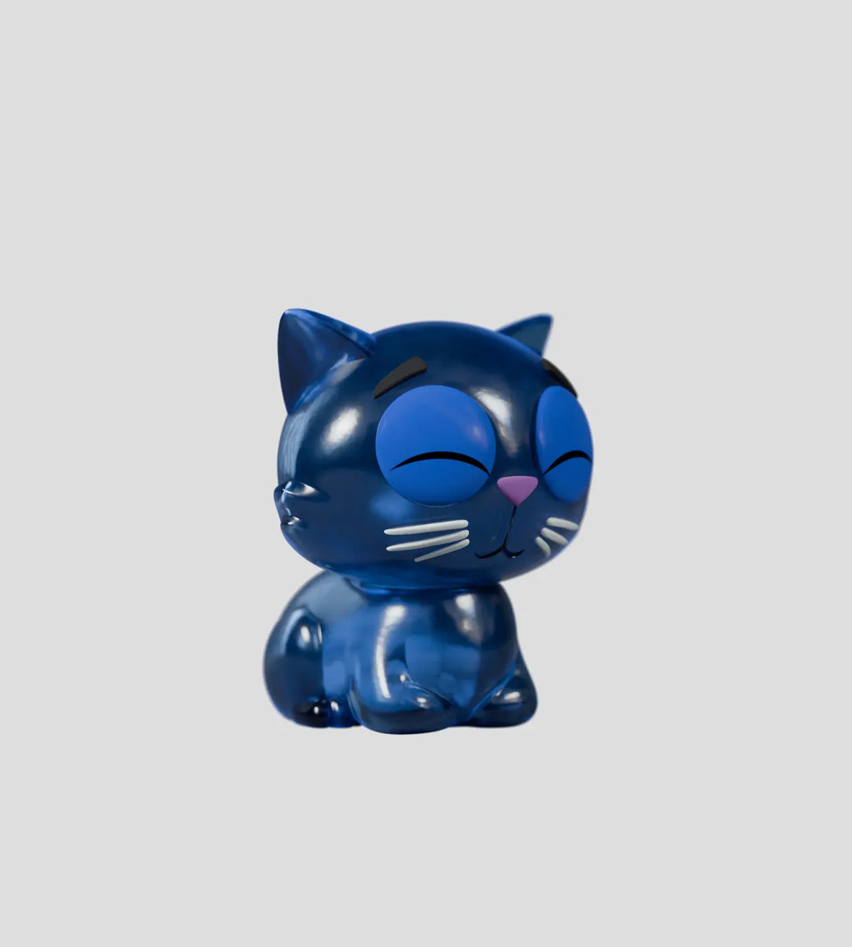 Catscans cat figure sitting with closed eyes and glowing contents inside