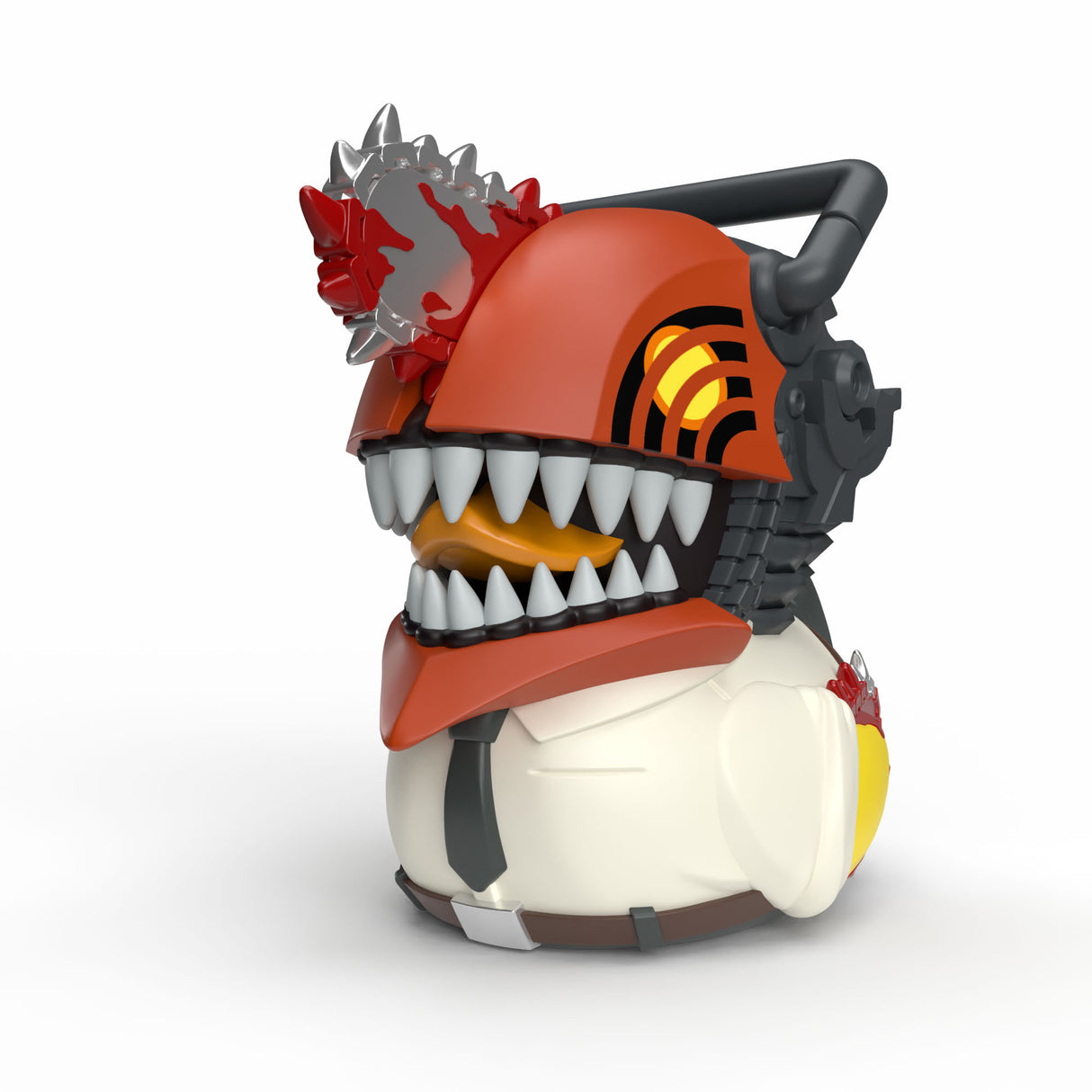 Close-up of Mini Denji TUBBZ with chainsaw head, sharp teeth, and blood splatter details.